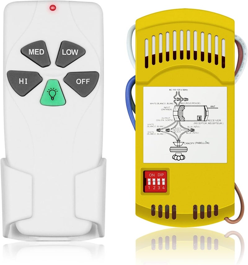 Prichor Universal Ceiling Fan Remote Control Kit for Harbor Breeze Hampton Bay, Hunter, Hunter Fan Remote for 3-Speed with Light Dimmer, Replace FAN-53T 2AAZPFAN-53T FAN-11T KUJCE9103 UC7030T - Image 1